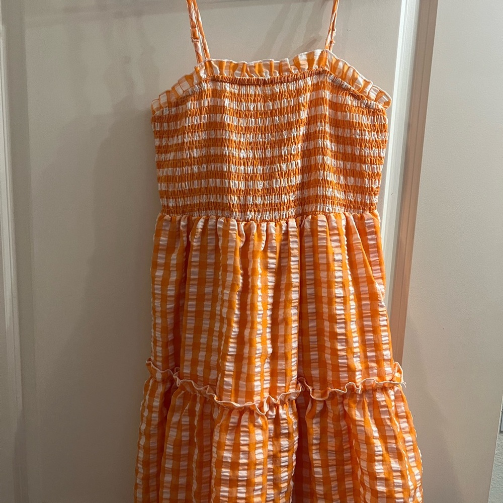 Vibrant Orange and White Striped Dress